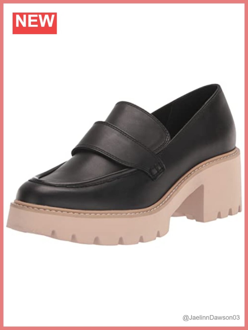 Dolce Vita Halona Leather Block Heel Loafer Slip-On